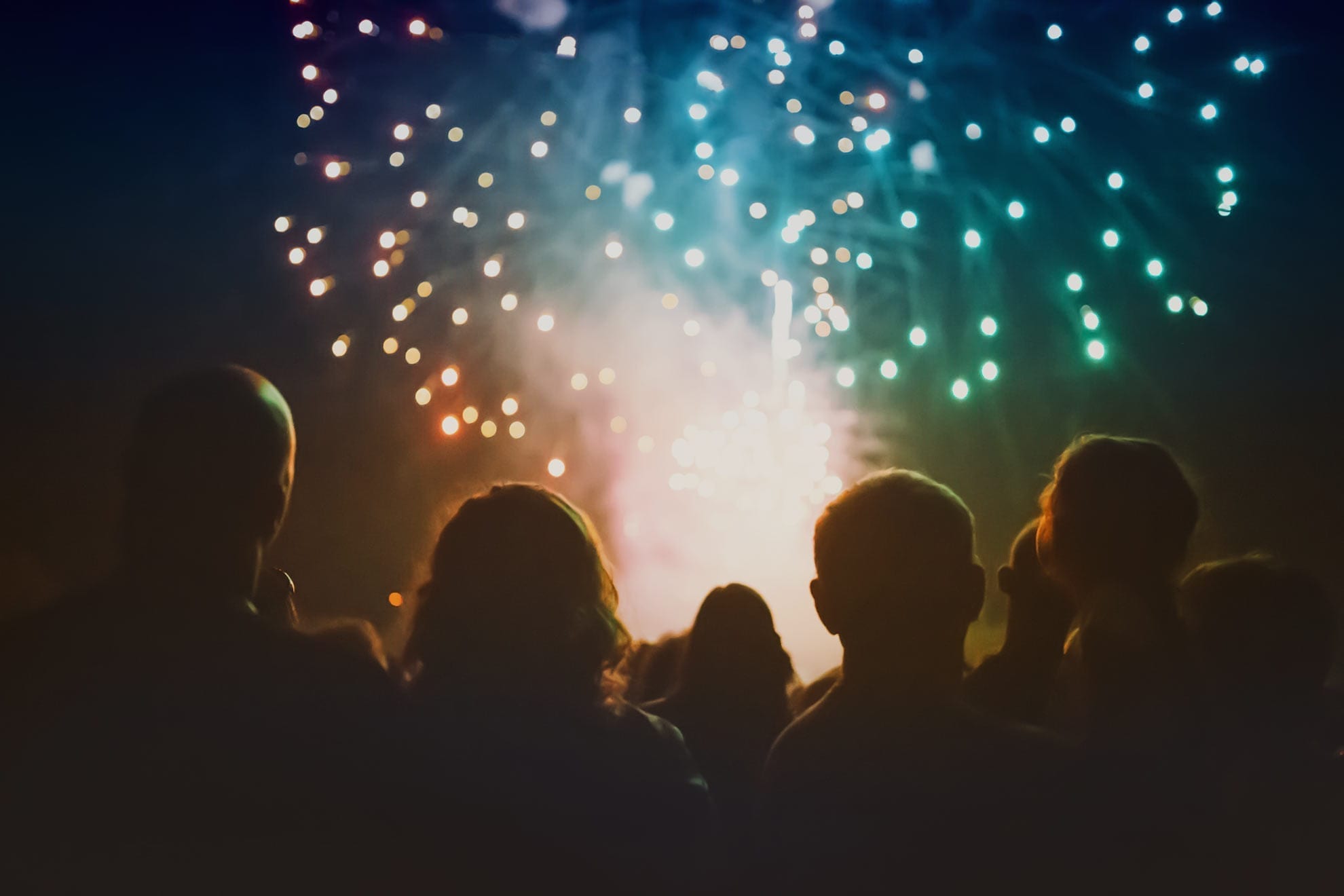 Image of people looking at fireworks